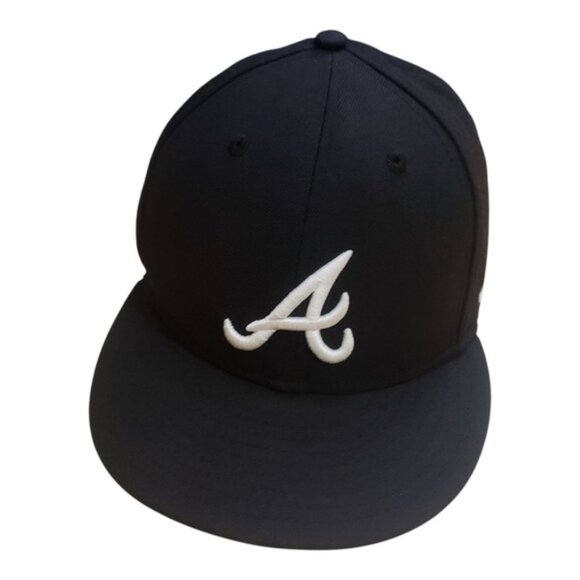 New Era Other - Atlanta Braves Hat Black New Era 59Fifty Fitted Mens Size 7 Genuine